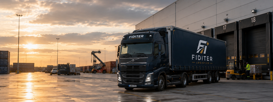 Fiditer Logistics international road freight truck driving on a European route
